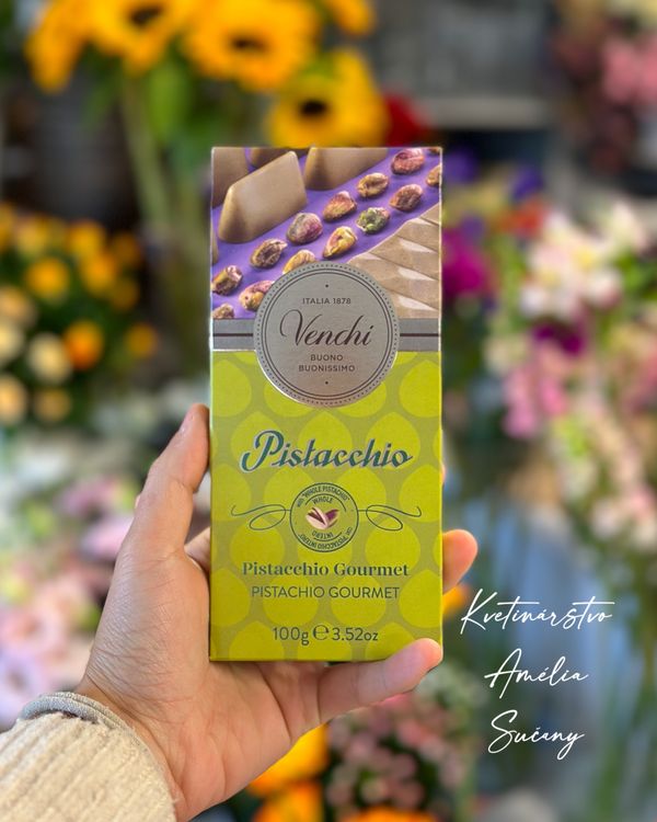 Venchi Pistacchio | Biela čokoláda so solenými pistáciami, 100 g